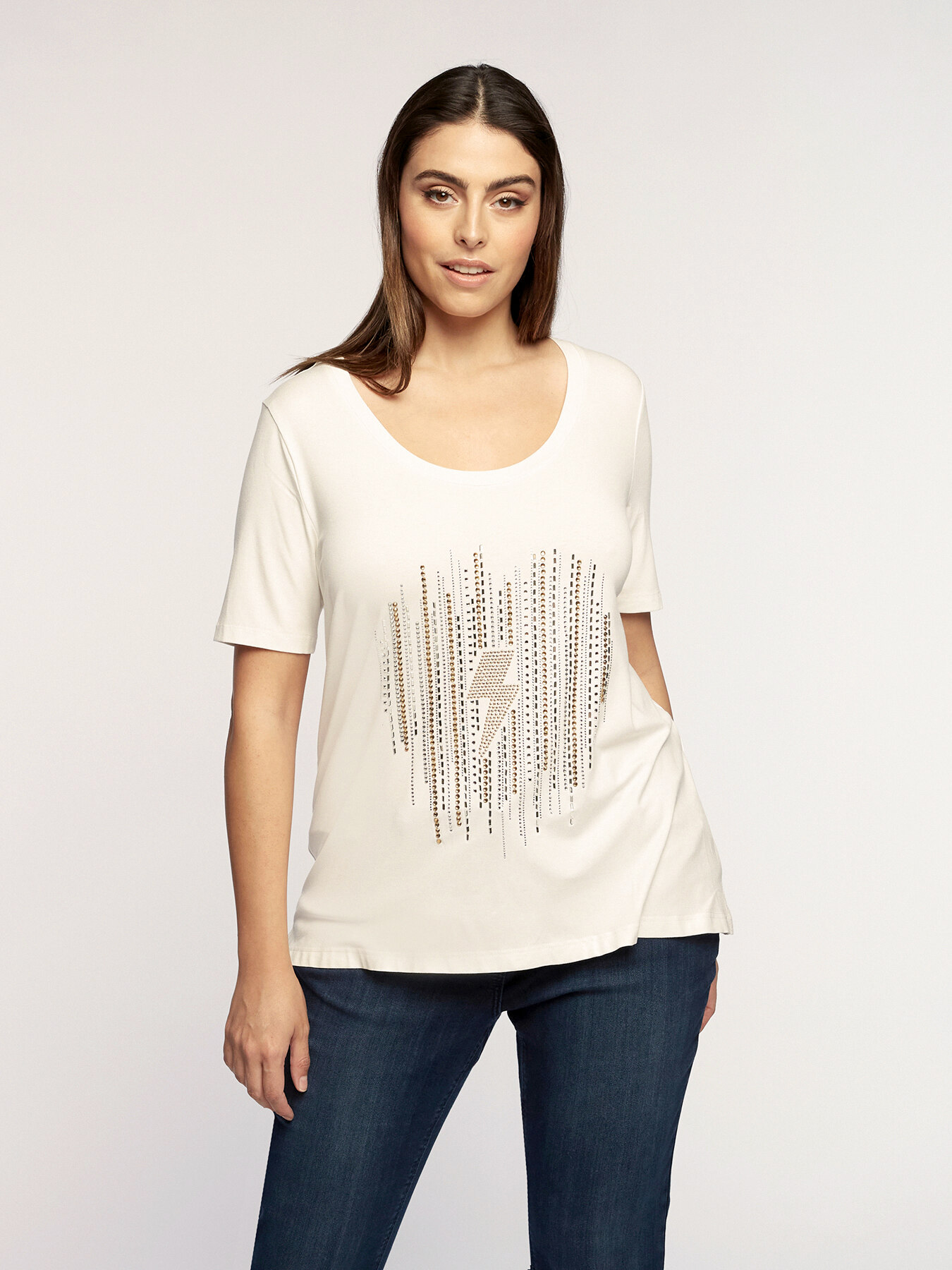 T-shirt con strass applicati image number 0