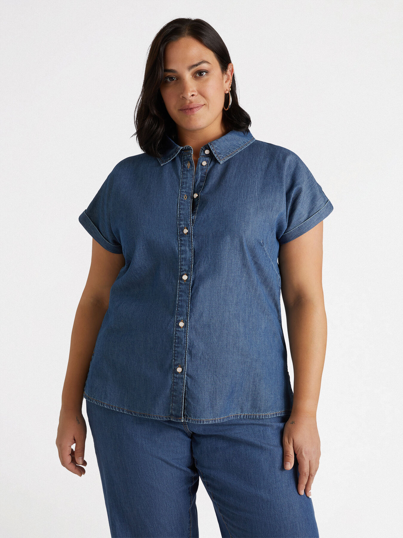 Camicia boxy in denim chambray image number 2