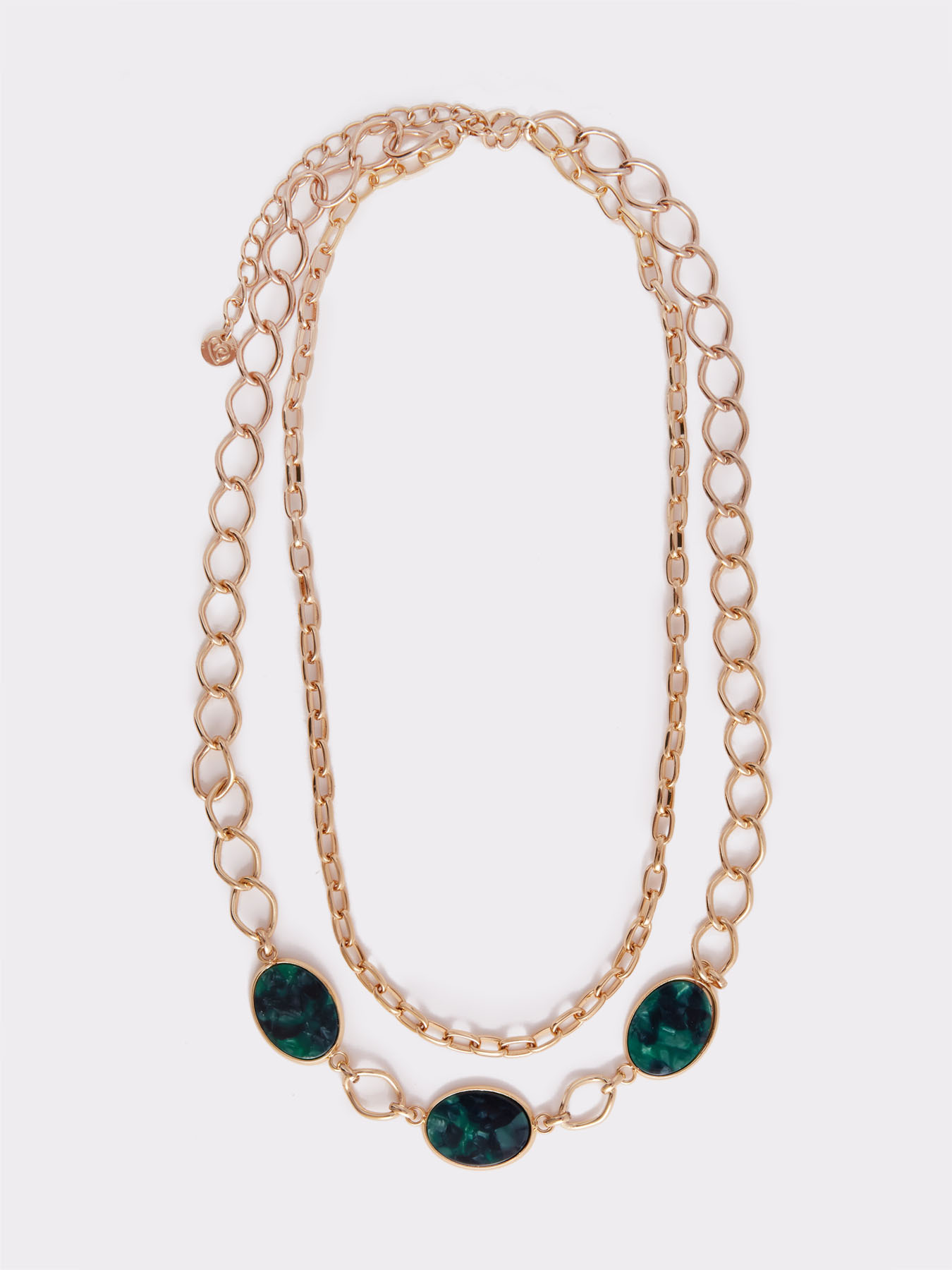 Collana multifilo con ciondoli verdi image number 0