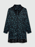 Printed satin dress with lace image number 4