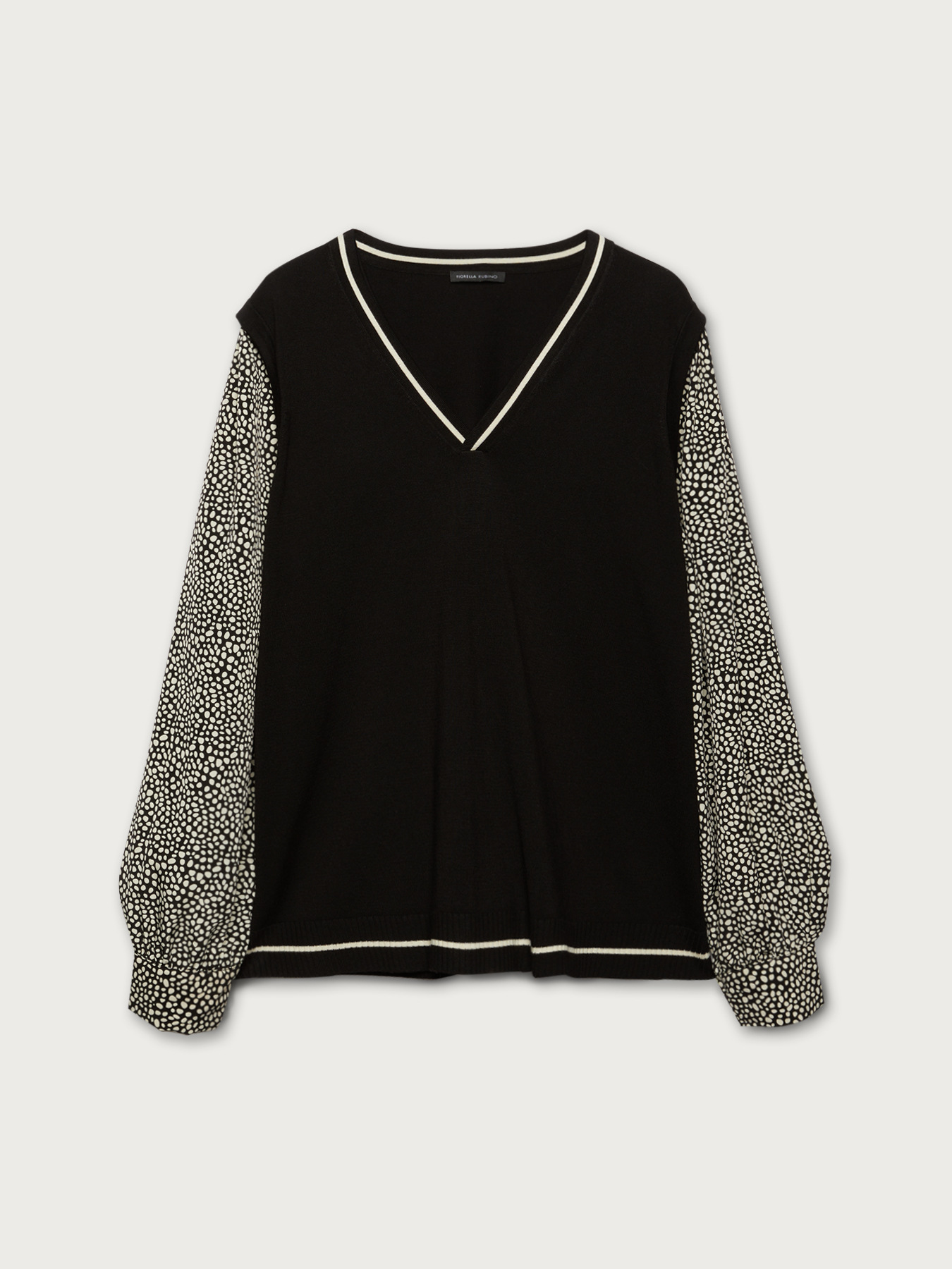 Chaleco con mangas de tejido estampado image number 3