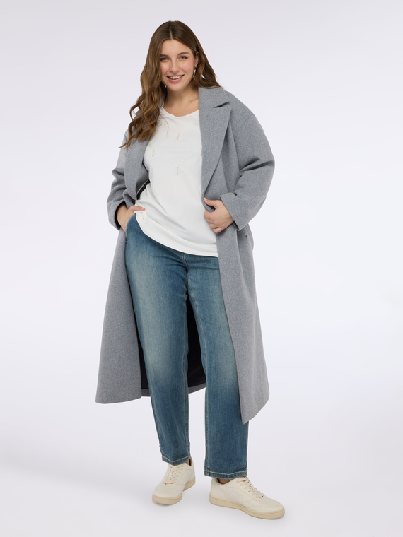 T-shirt in jersey di cotone con lavorazione a rombi | Fiorella Rubino