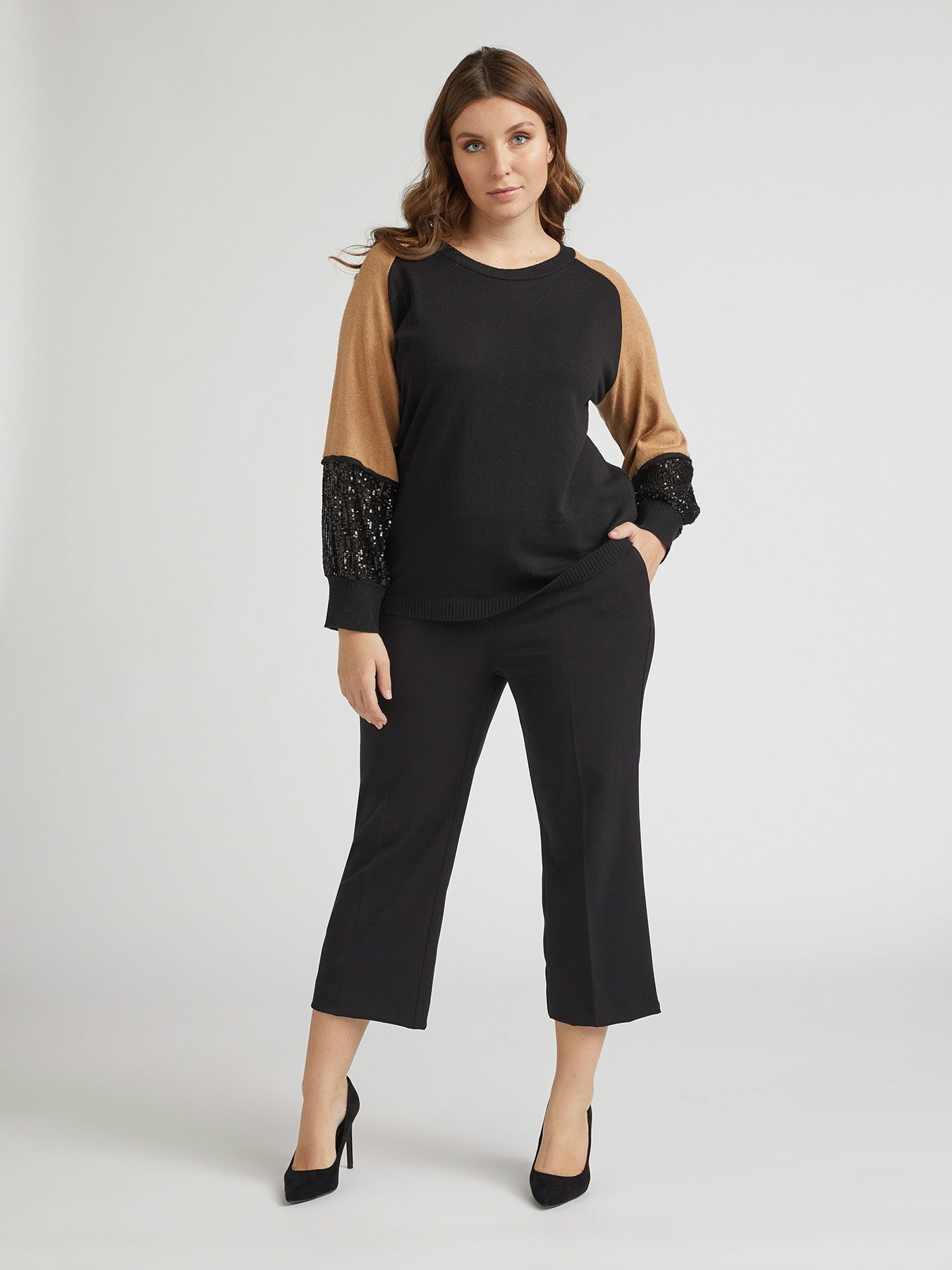 Pantaloni cropped tinta unita image number 0