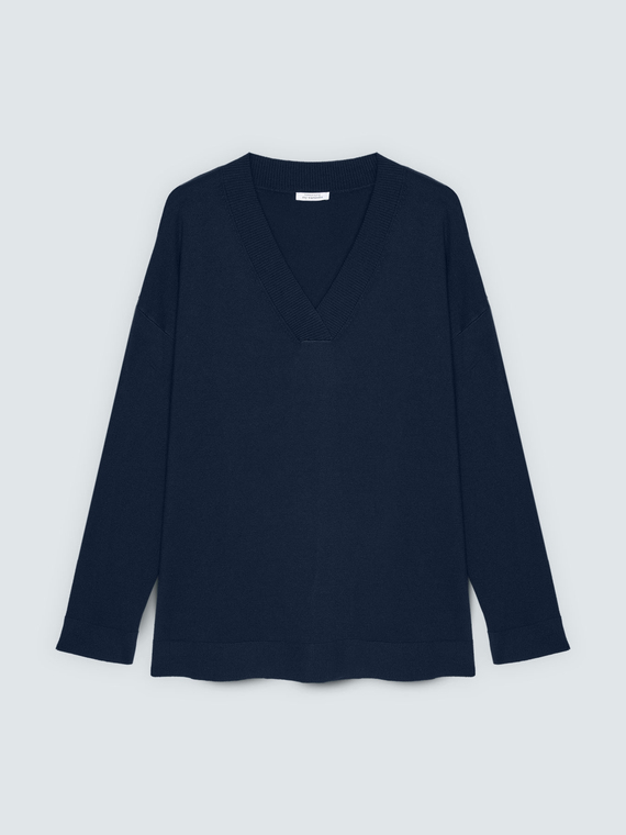 Pull col V en m&eacute;lange viscose