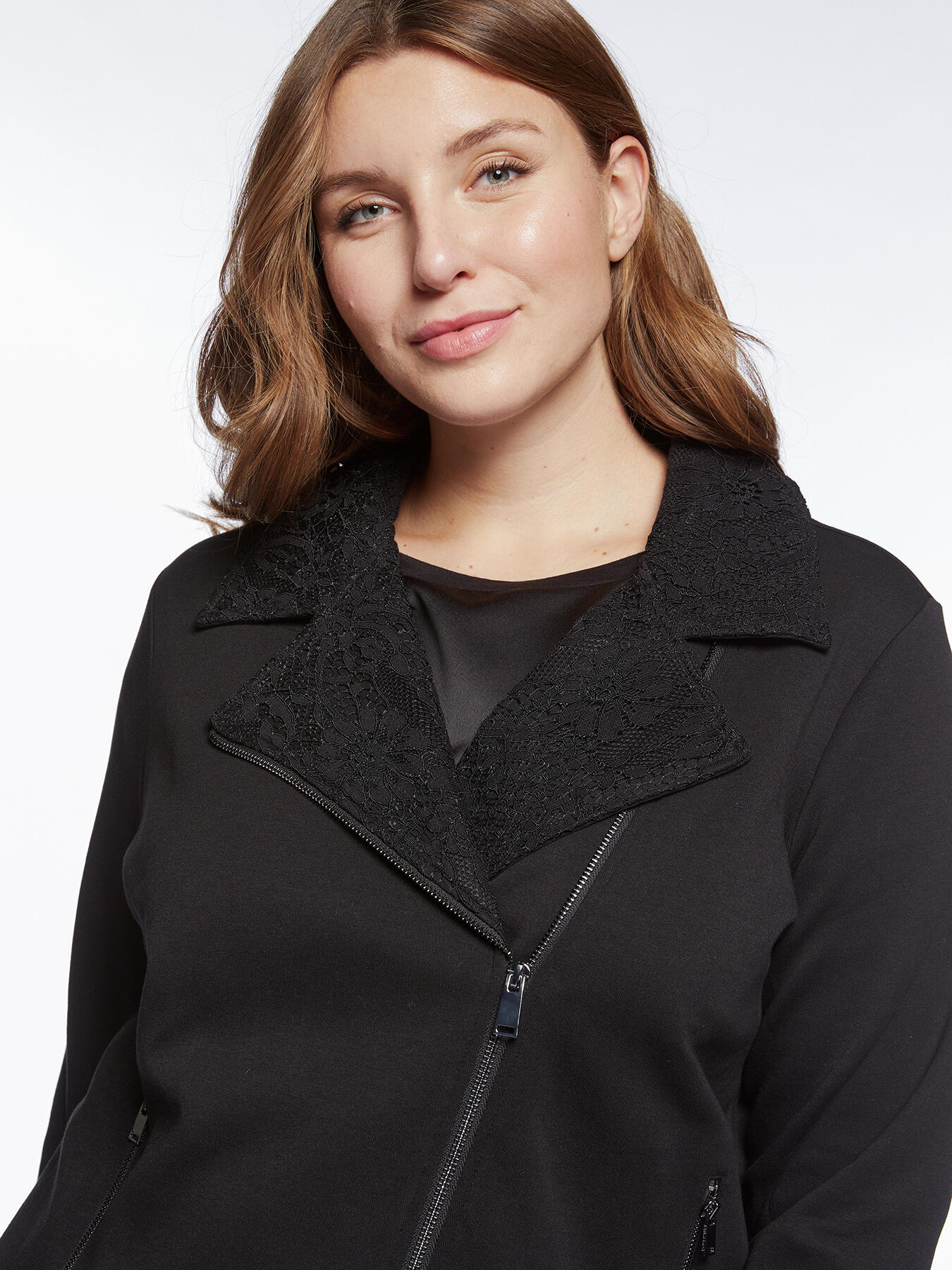 Sudadera biker con encaje image number 2