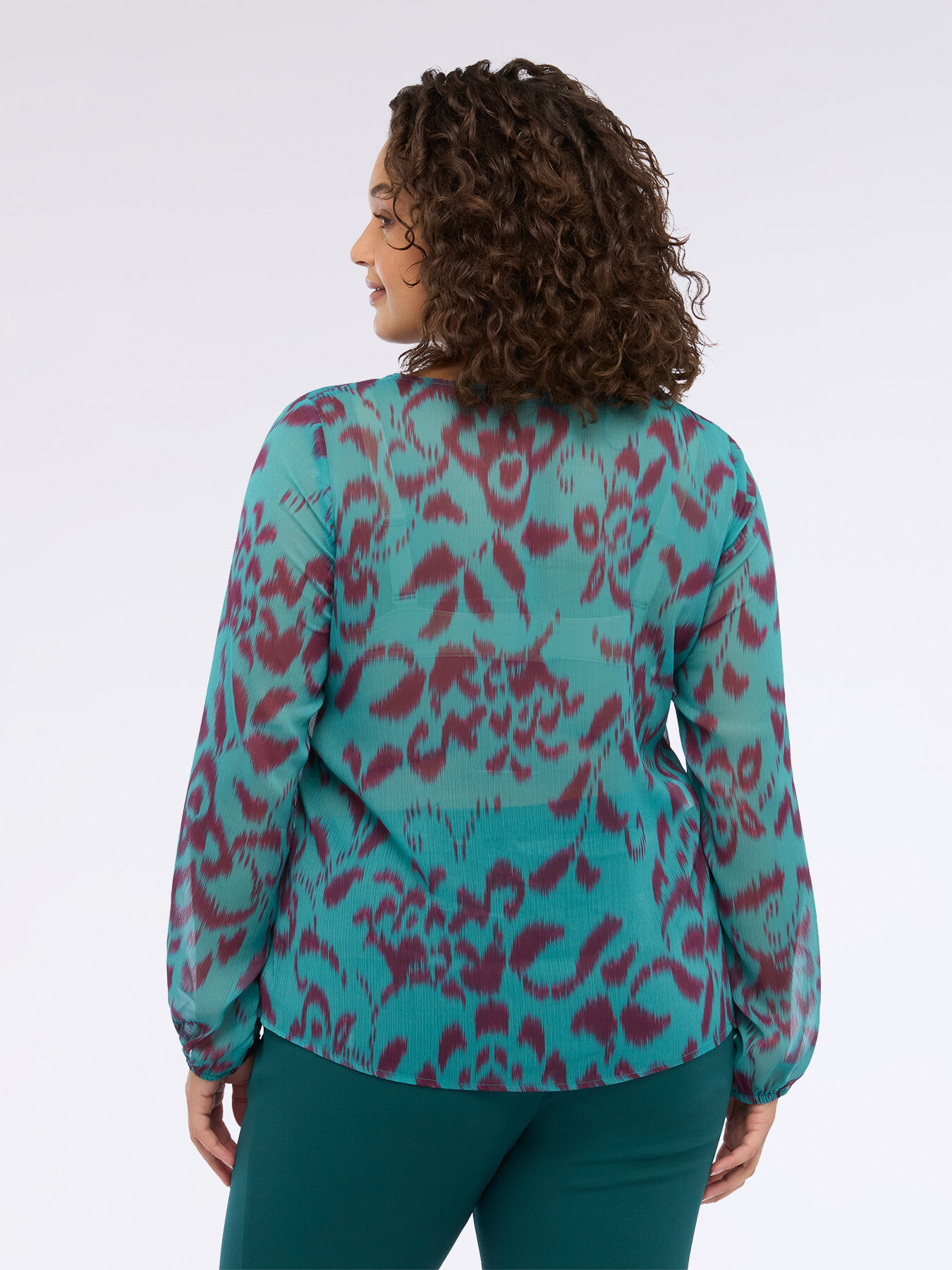 Blusa stampa astratta in creponne image number 1