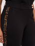 Straight-leg trousers in Milano stitch fabric with animal-print band image number 3