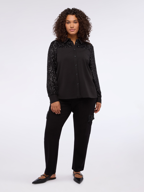 Pantalon cargo en tissu scuba avec paillettes