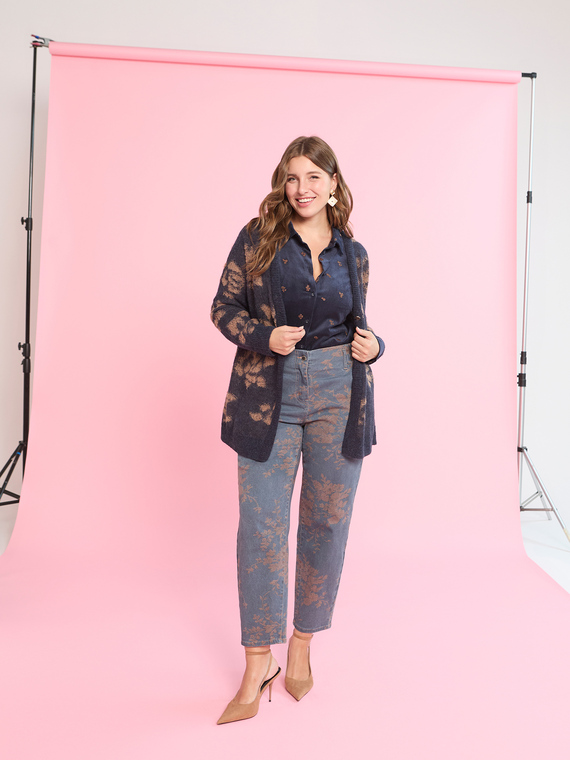 Printed cardigan in mohair blend