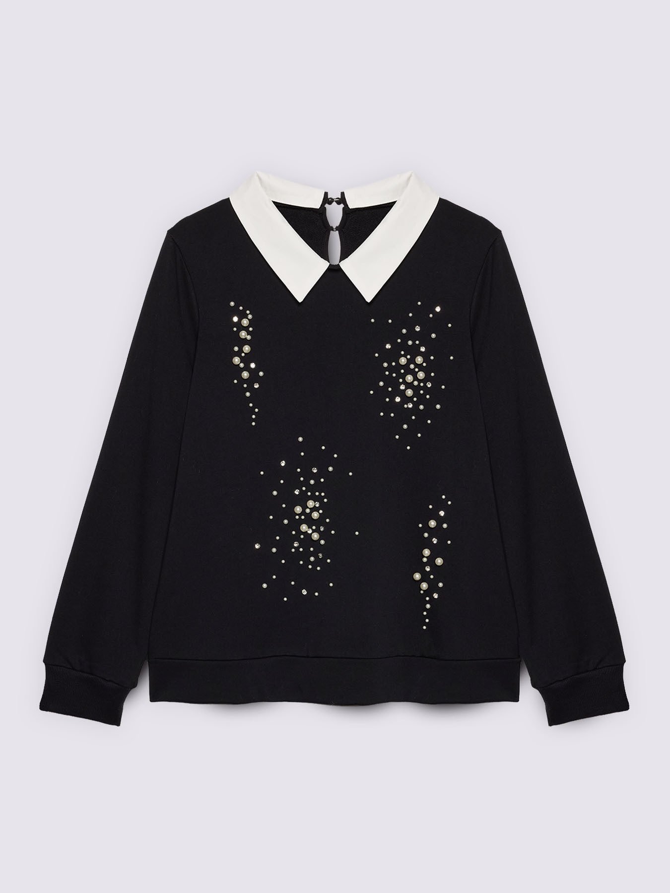 Sweatshirt with collar and pearls image number 4
