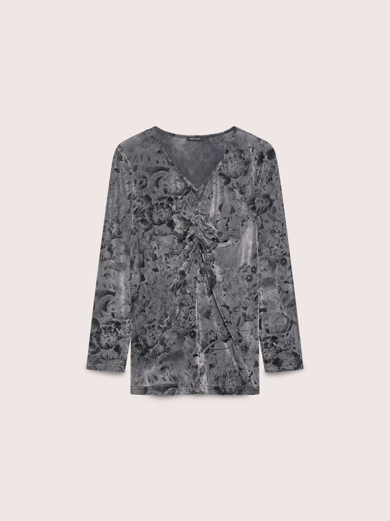 Jersey T-shirt with print and draping
