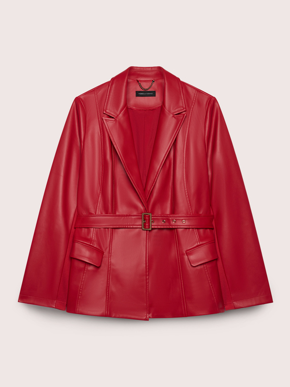 Coated fabric blazer with belt