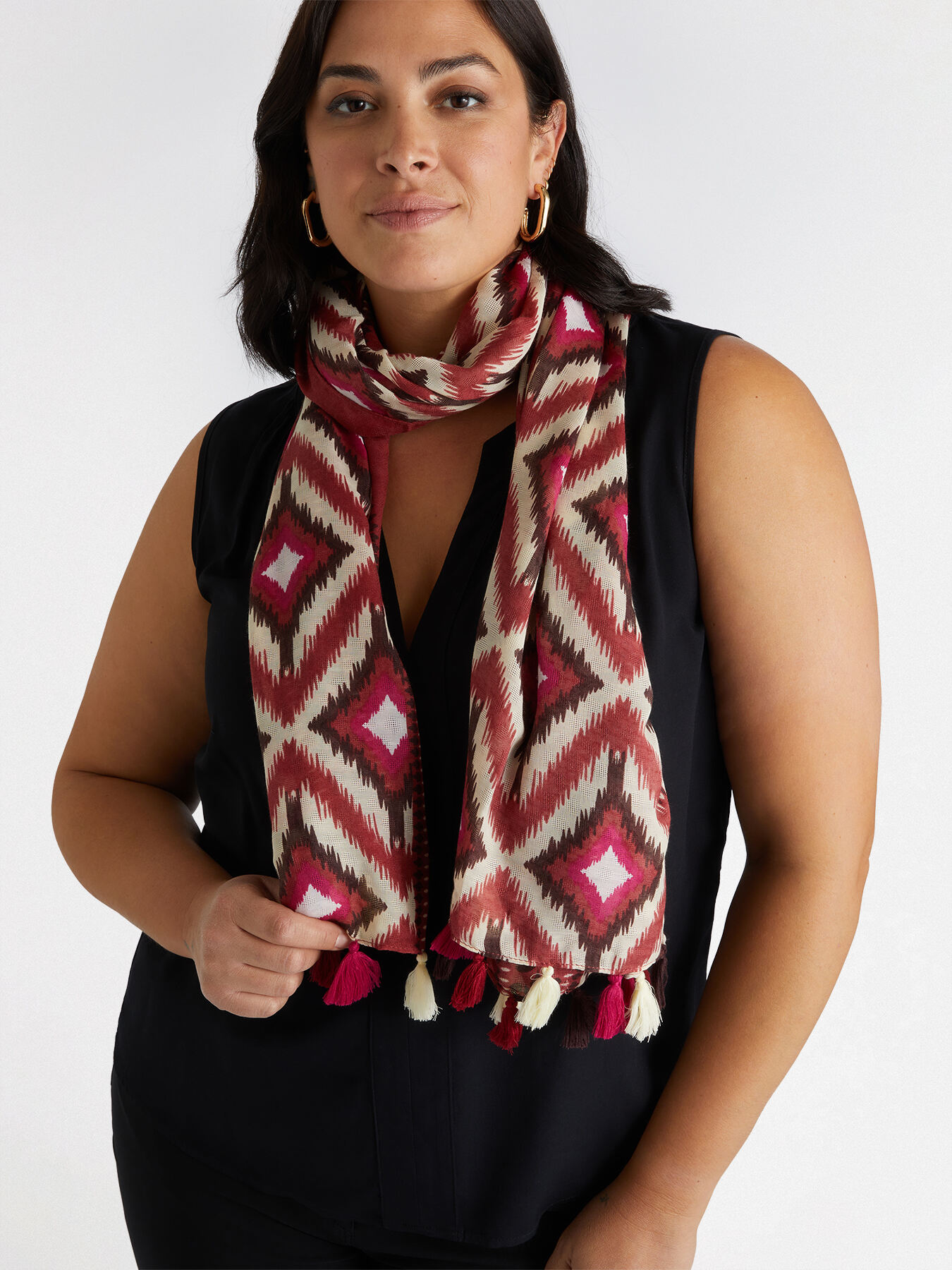 Schal mit Ethno-Muster und Quasten image number 0