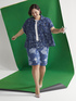 Denim shirt with foliage jacquard pattern image number 0