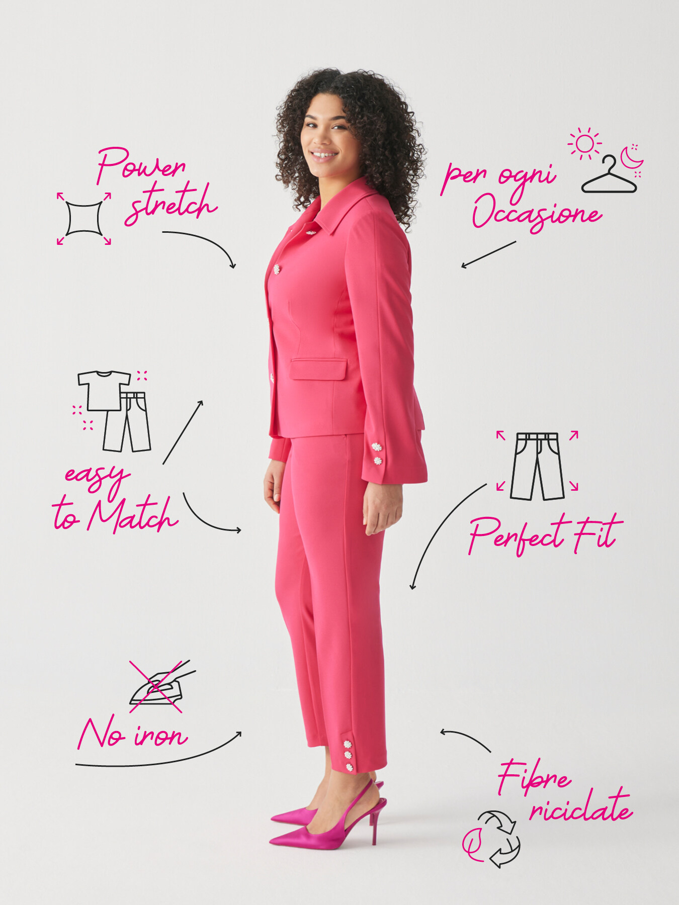 New York trousers in crepe scuba fabric with jewel buttons image number 6