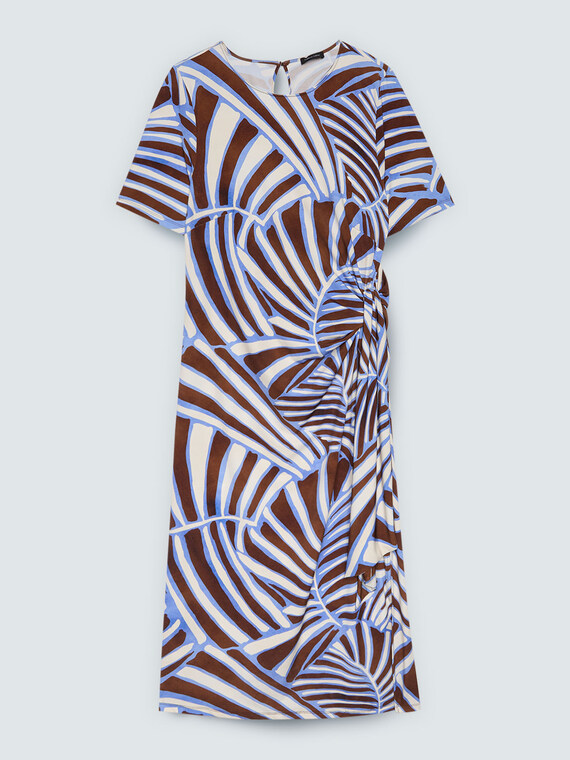 Midikleid mit Print und Knotendetail