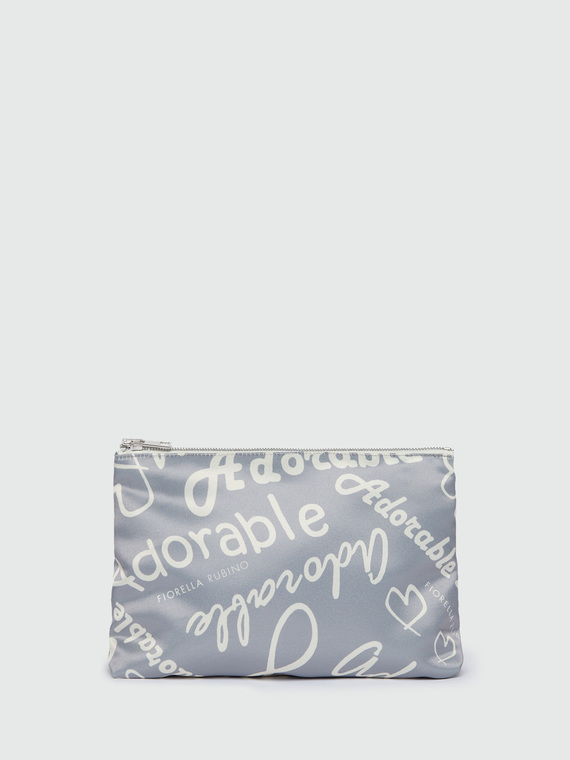 Fiorella Rubino - Pochette in raso stampato Donna, Grigio Taglia: 02