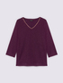 T-shirt in jersey lurex con scollo a V image number 4