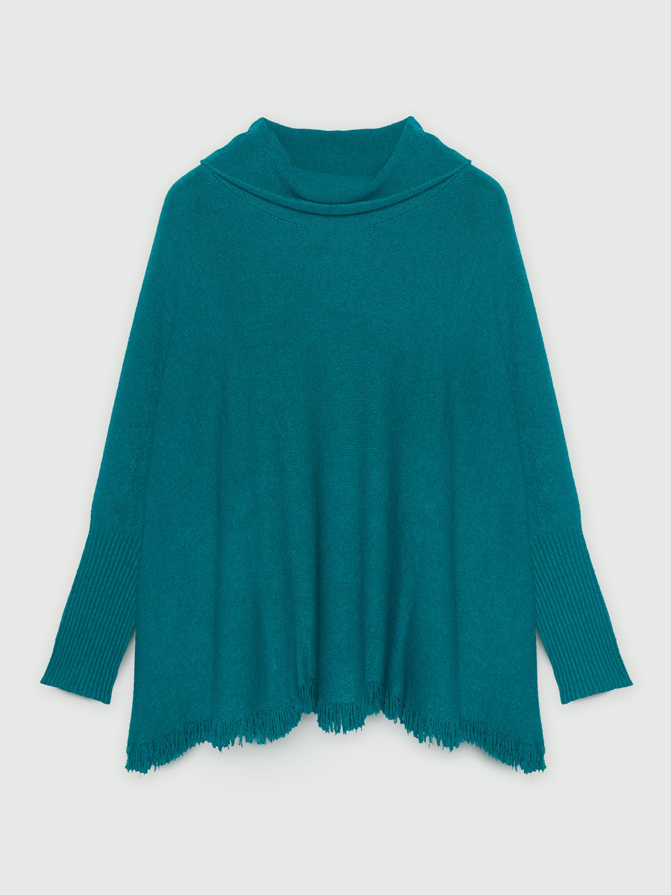 Cape sweater with fringe and cowl neck image number 4