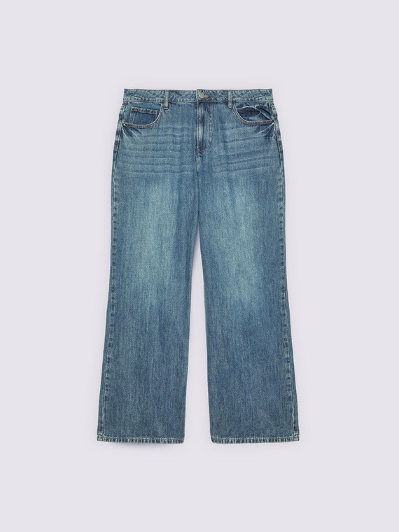 Jeans wide leg lavaggio stone washed - vista alternativa | Fiorella Rubino