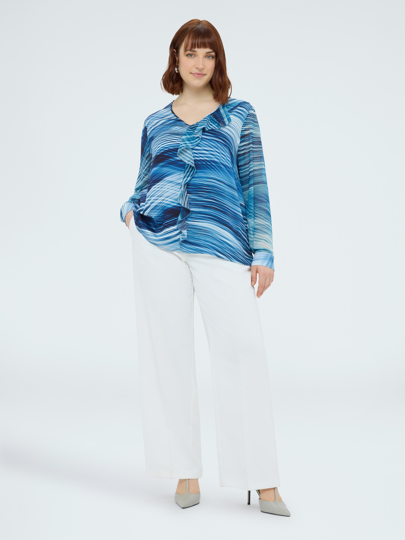 Bedruckte Viskosebluse mit R&uuml;schen image number 3