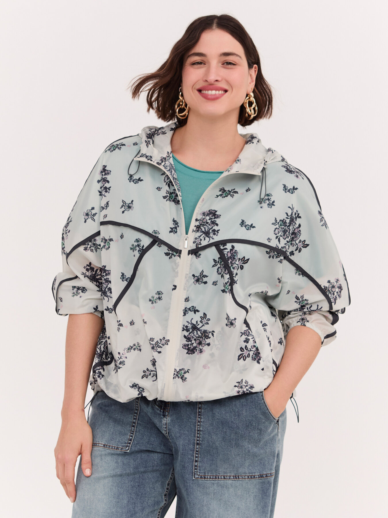 Bomber jacket with floral print image number 1