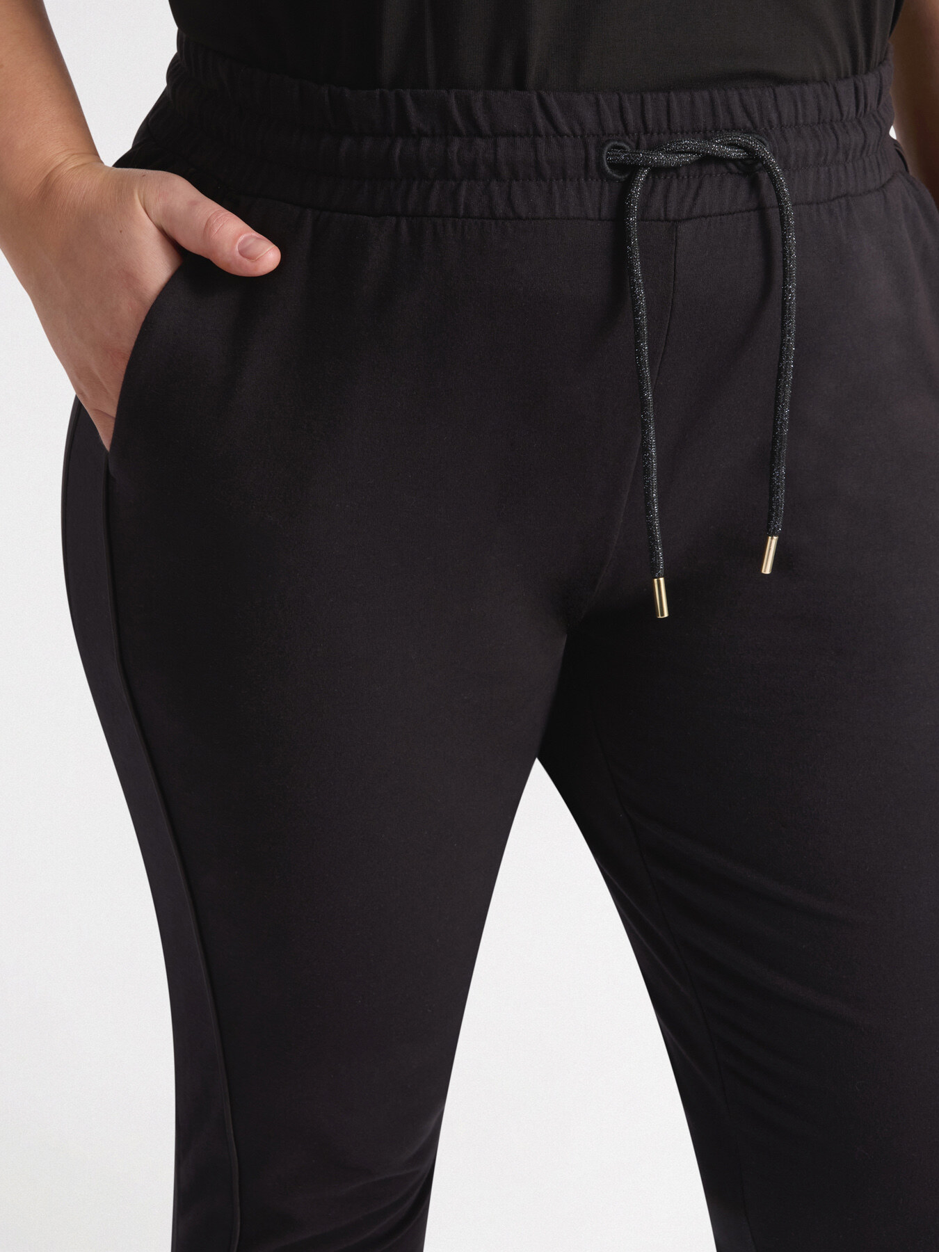 Plush joggers with side trims image number 2