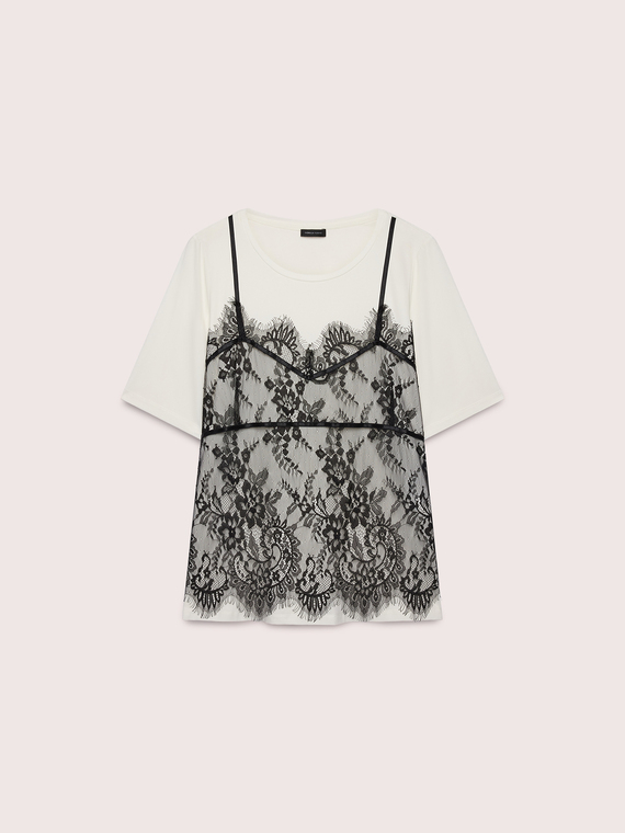 T-Shirt mit Spitzentop