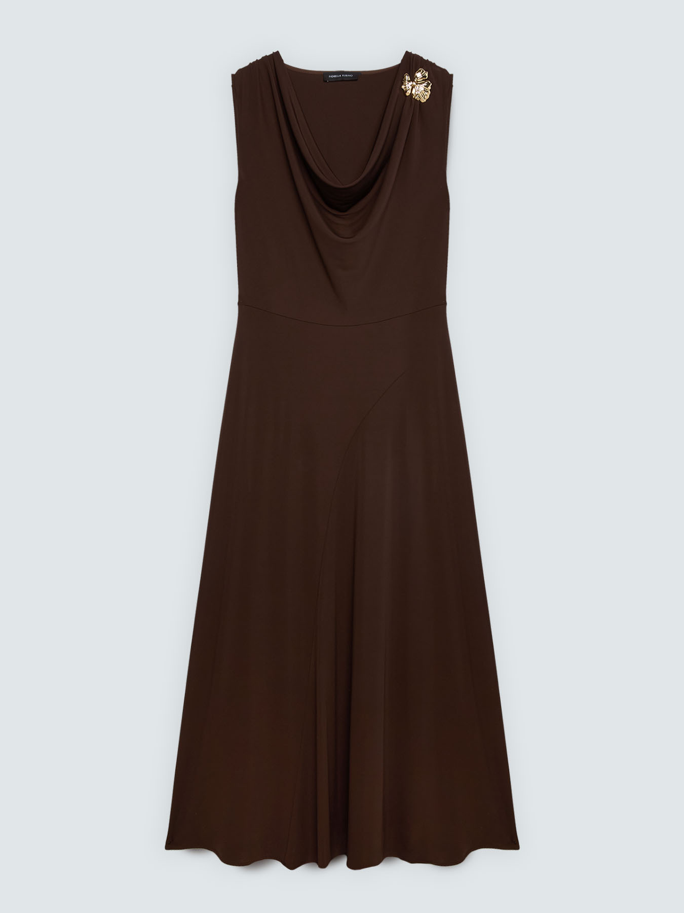 Long flared dress with appliqu&eacute; image number 4