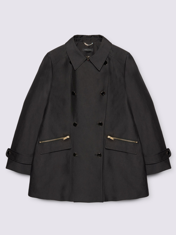 Double-breasted button trench coat