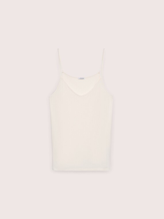 Viscose jersey top with V-neck