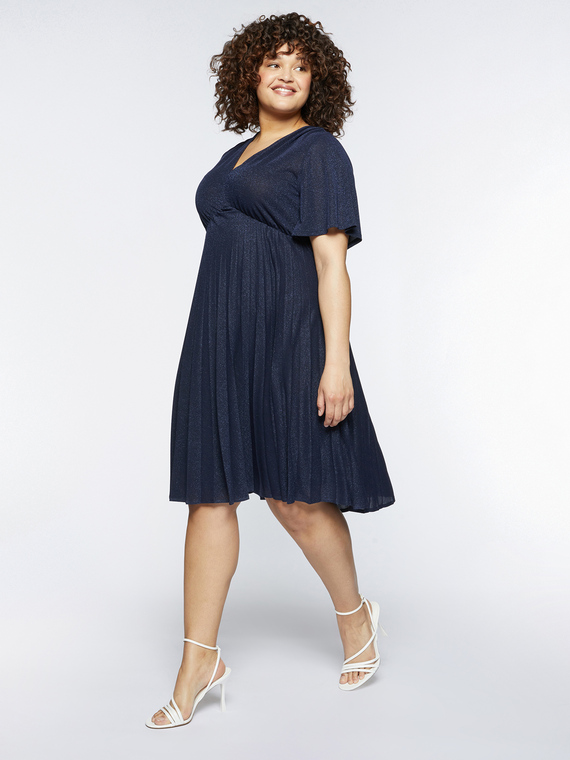 Fiorella Rubino - Vestito plissé lurex Donna, Blu Taglia: M (52-54 IT)