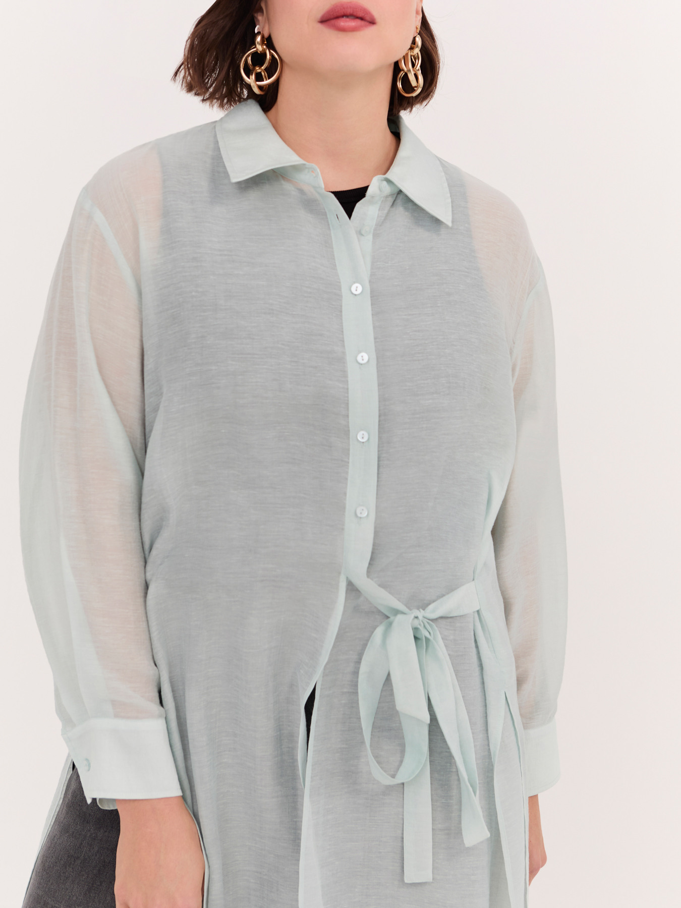 Long shirt with ties image number 3