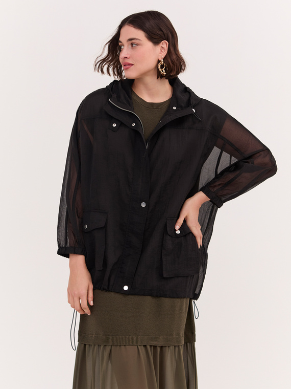 Parka in voile with hood