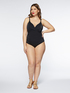 Black one-piece swimsuit with metal loops image number 0
