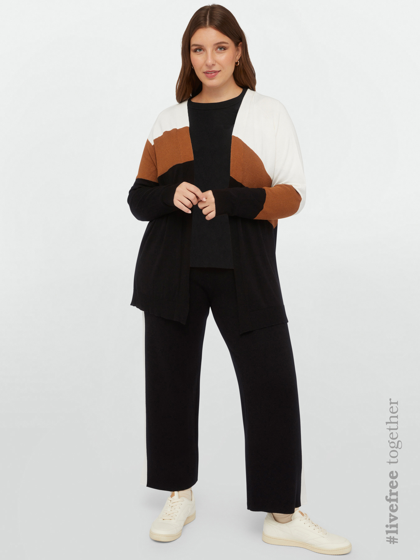 Cardigan color block en viscose LENZING&trade; ECOVERO&trade; image number 0