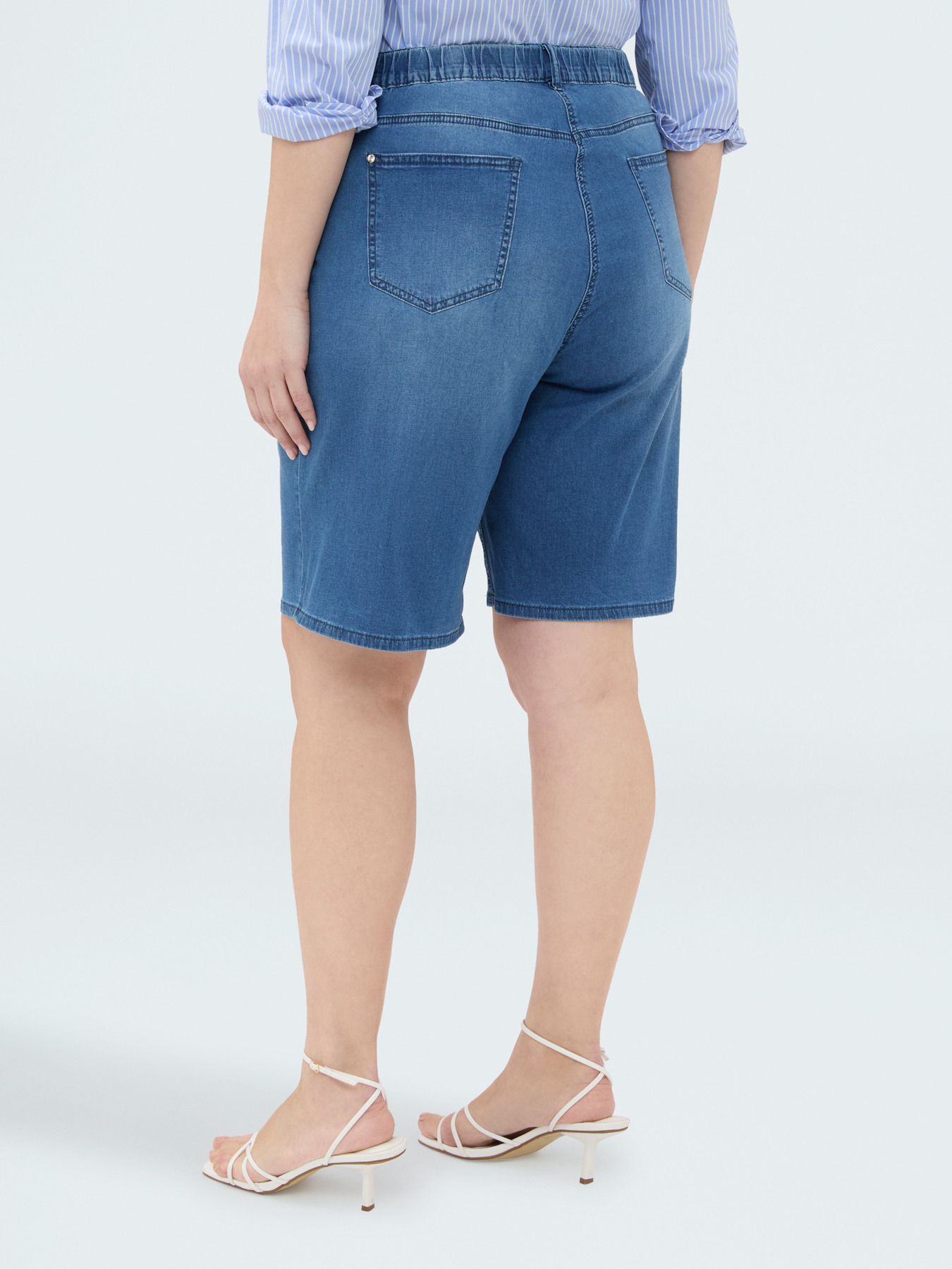Washed effect denim bermuda shorts image number 1