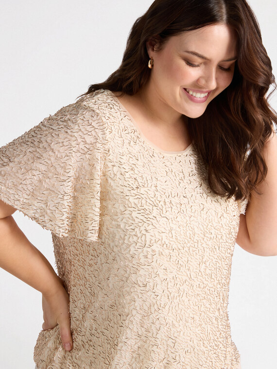 Fiorella Rubino - T-shirt in jersey ricamato Donna, Oro Taglia: S (48-50 IT)