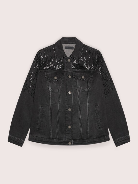 Denim jacket with sequins