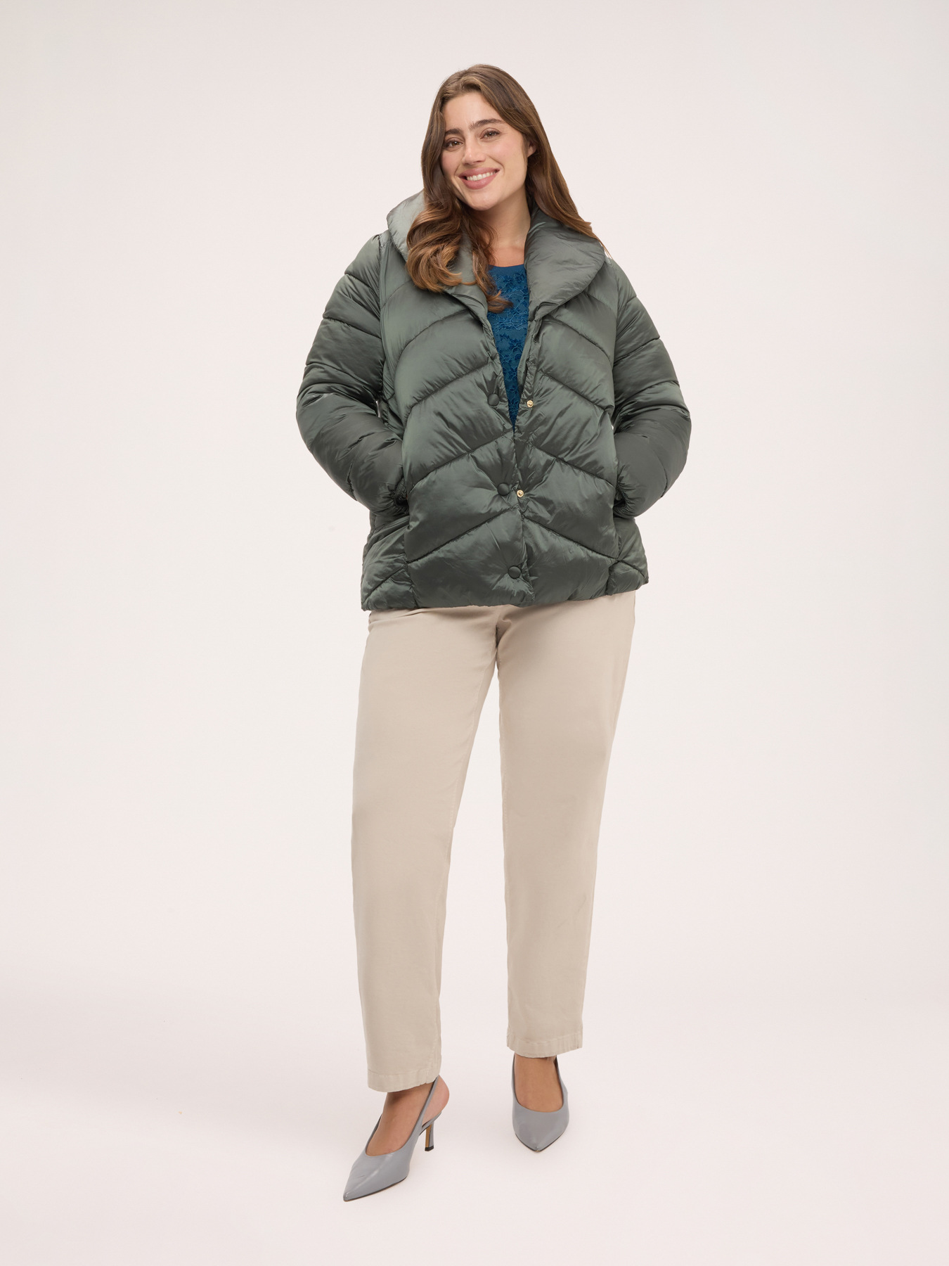 Down jacket with shawl collar image number 2