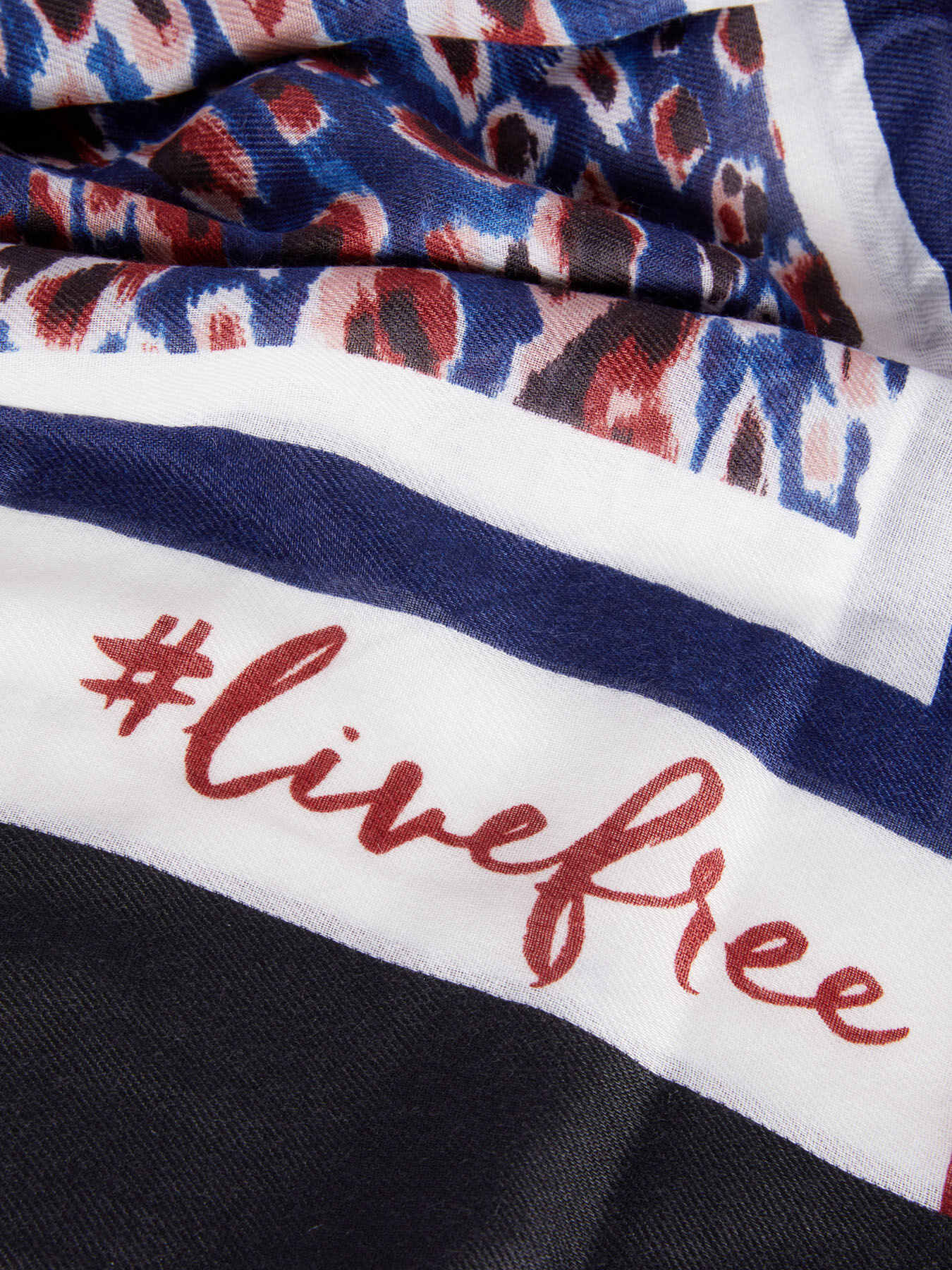 Leopard pattern scarf with logo image number 1