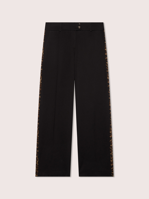 Straight-Hose aus Milano-Strick mit Animalier-Streifen