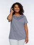 T-shirt rigata con ricami image number 0