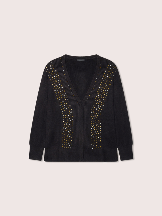 Cardigan mit V-Ausschnitt und Nieten
