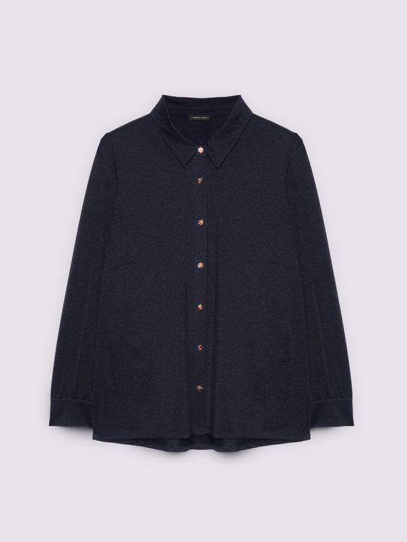 Lurex jersey shirt with buttons