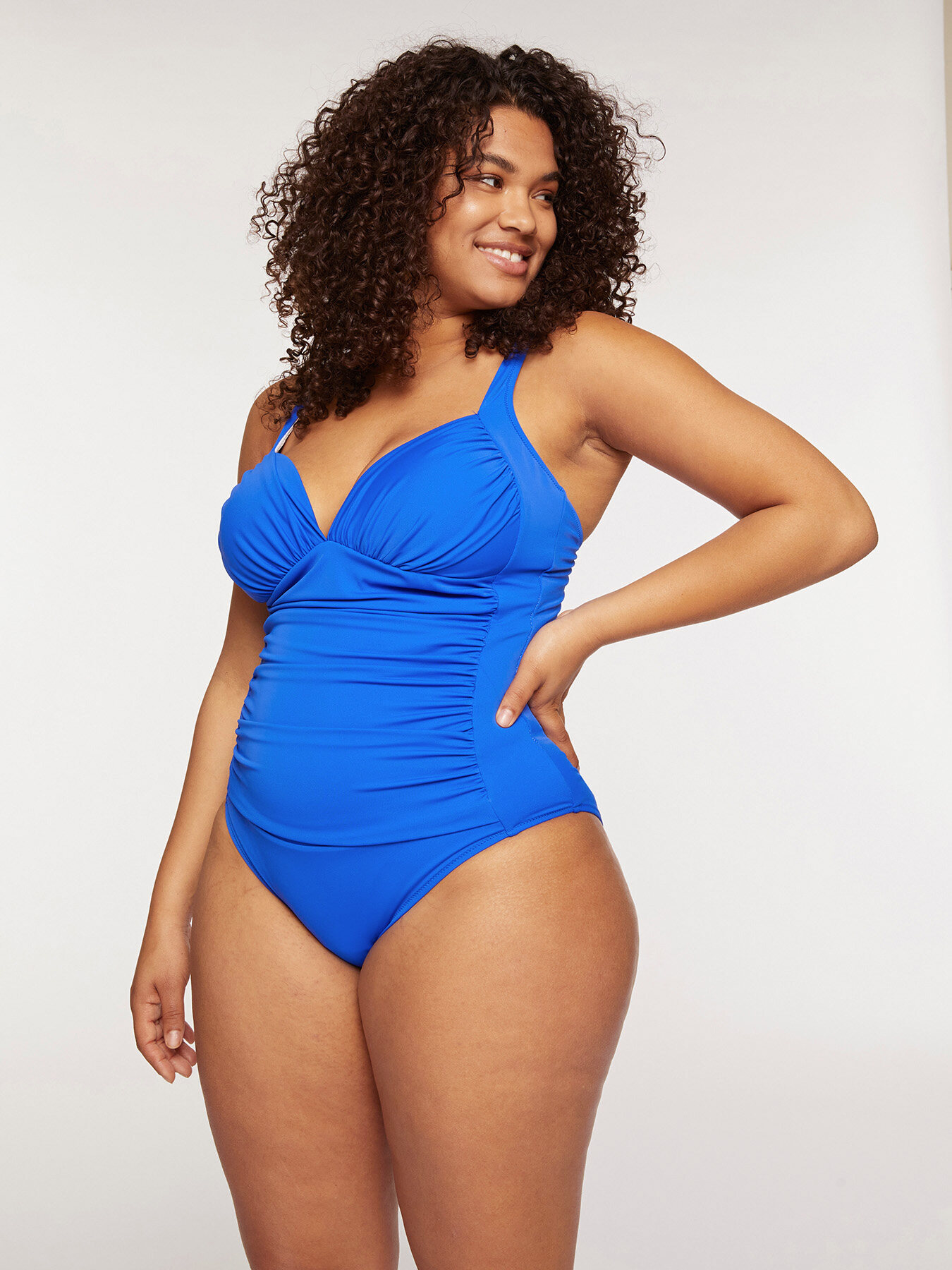 One-piece swimsuit with gathers image number 0