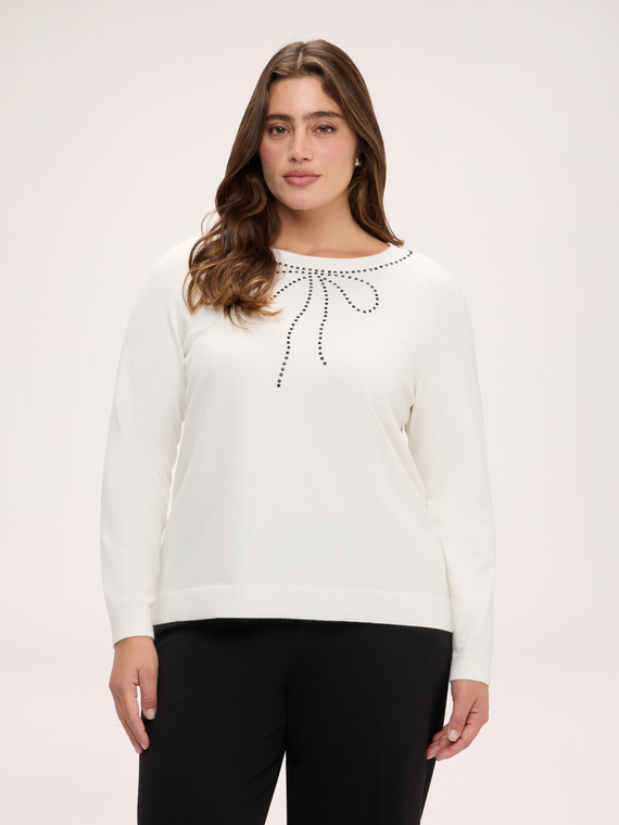 Pull col rond avec n&oelig;ud en crystal