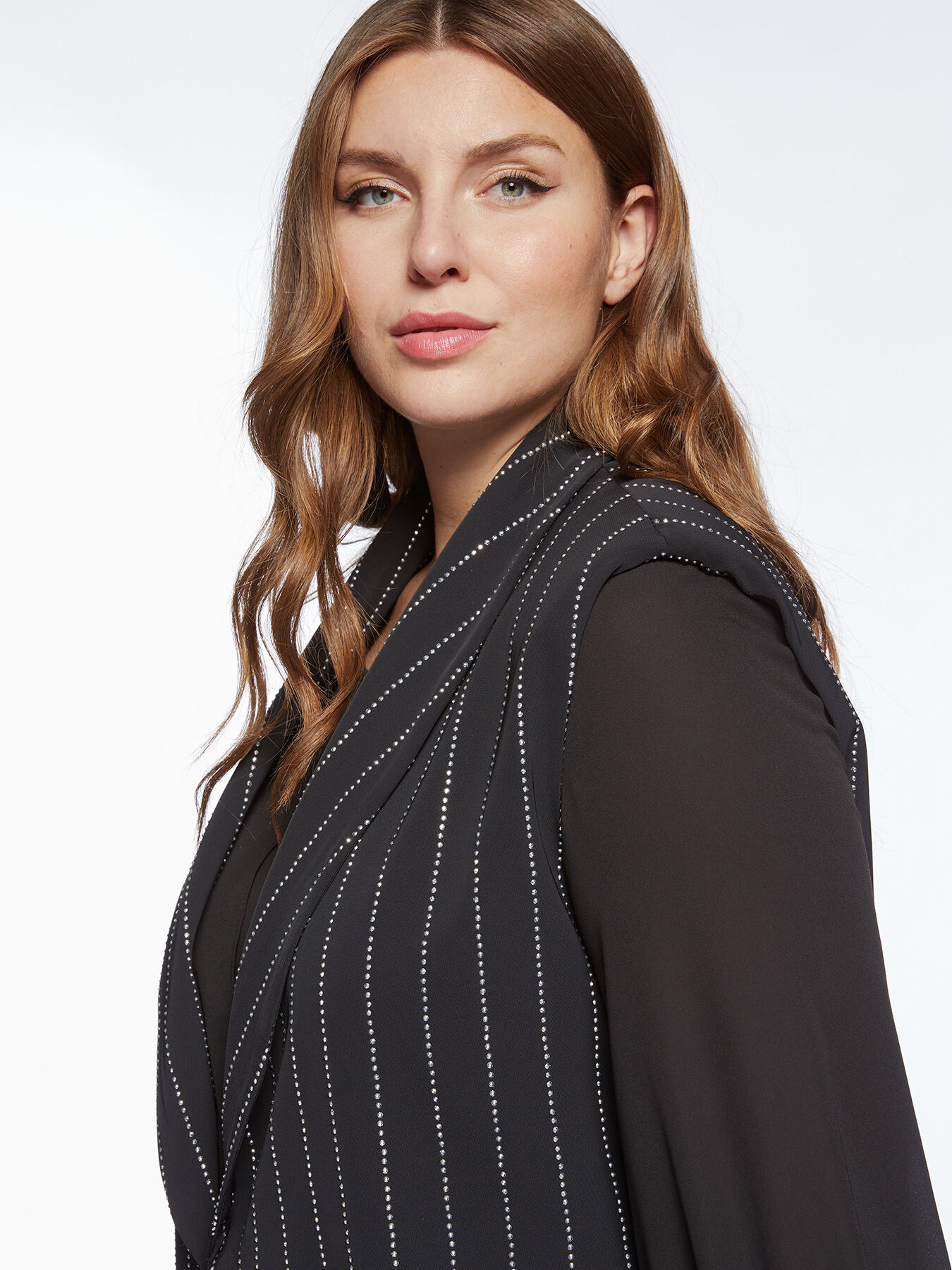 Pinstriped waistcoat with small studs image number 3