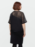 Dual fabric blouse with gold print image number 1