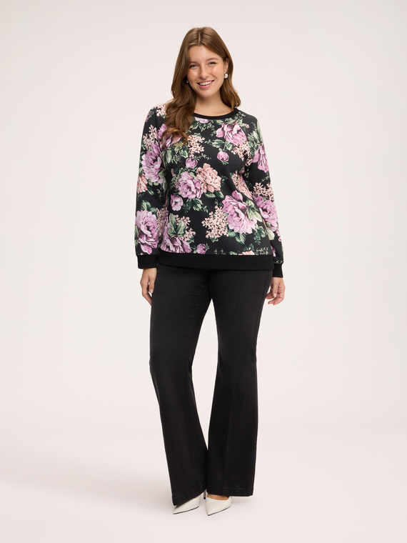 Crew-neck sweatshirt with floral print